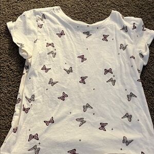 Old Navy White Butterfly Print Kids Tee
